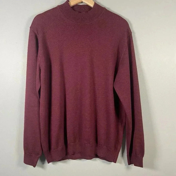 John Ashford Made in Italy Mens 100% Fine Merino Wool Sweater Size Large Maroon - Picture 1 of 12